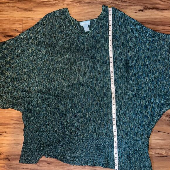 Liz&Me Women’s 3X Teal Textured Knit Batwing Sweater Pullover Ribbed Hem - Picture 7 of 7